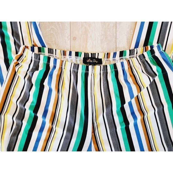 Melissa Paige L Multi Color Striped Elastic Boho Pants Size Large Funky 70's - Picture 6 of 7